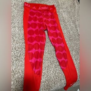 Adidas Marimekko red and pink tights, size L